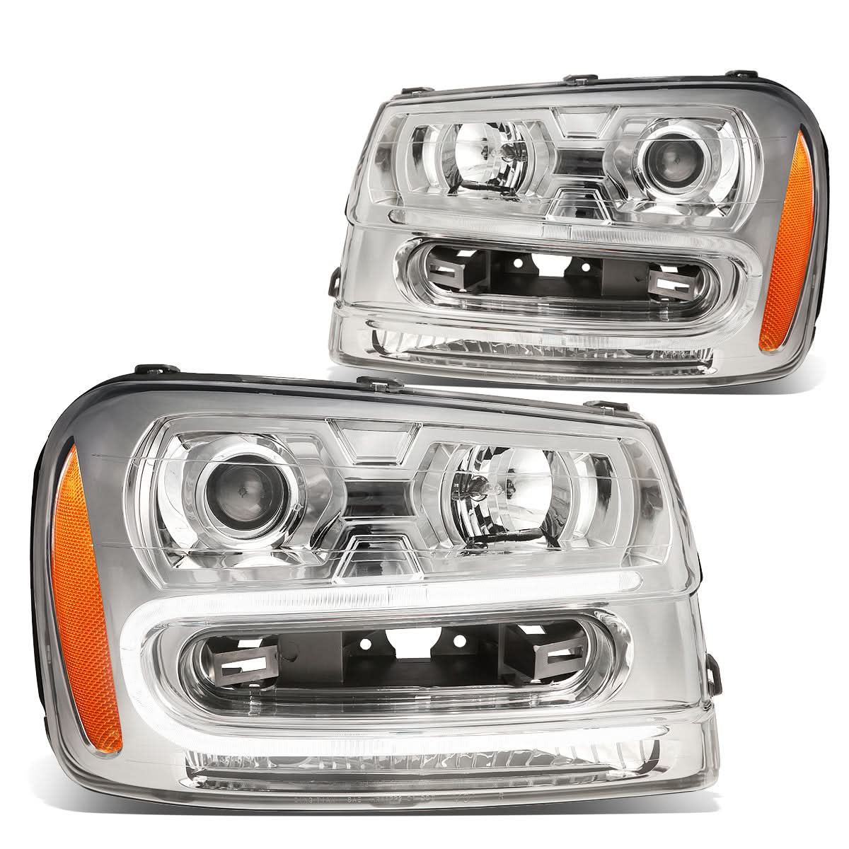 2002-2009 Chevrolet Trailblazer LED DRL Headlights - Chrome Housing