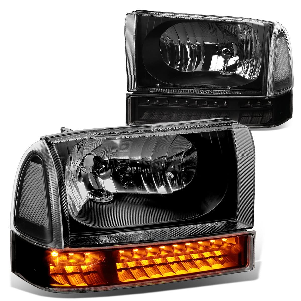 99-04 Ford F-250/F-350 00-04 Excursion LED DRL Headlights Black/Clear