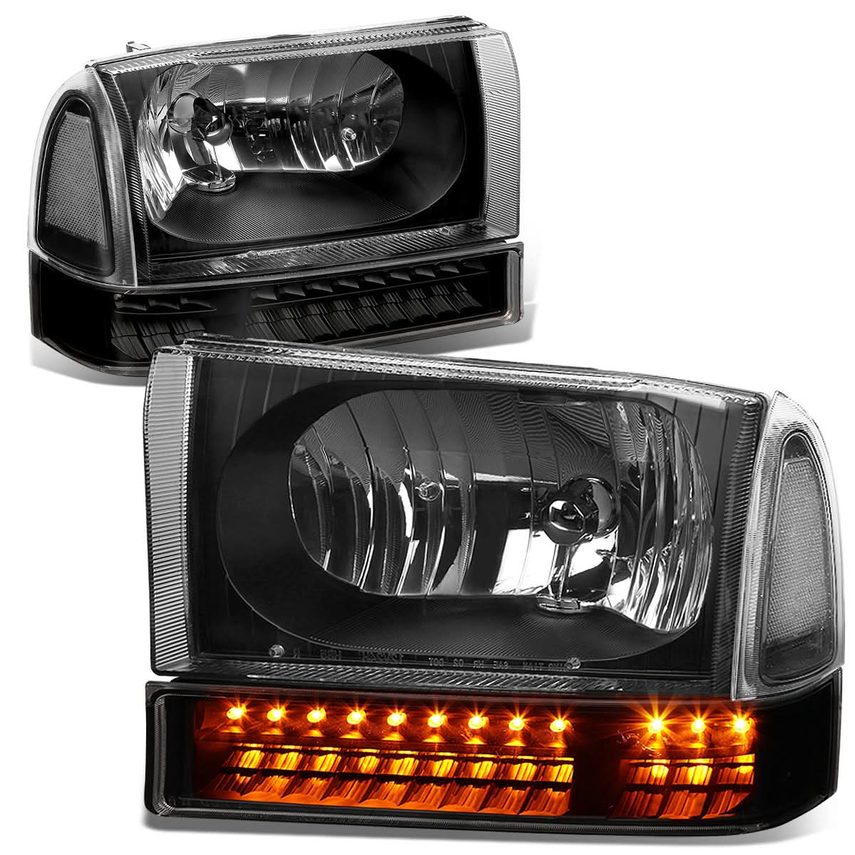 99-04 Ford F-250/F-350 00-04 Excursion LED DRL Headlights Black/Clear