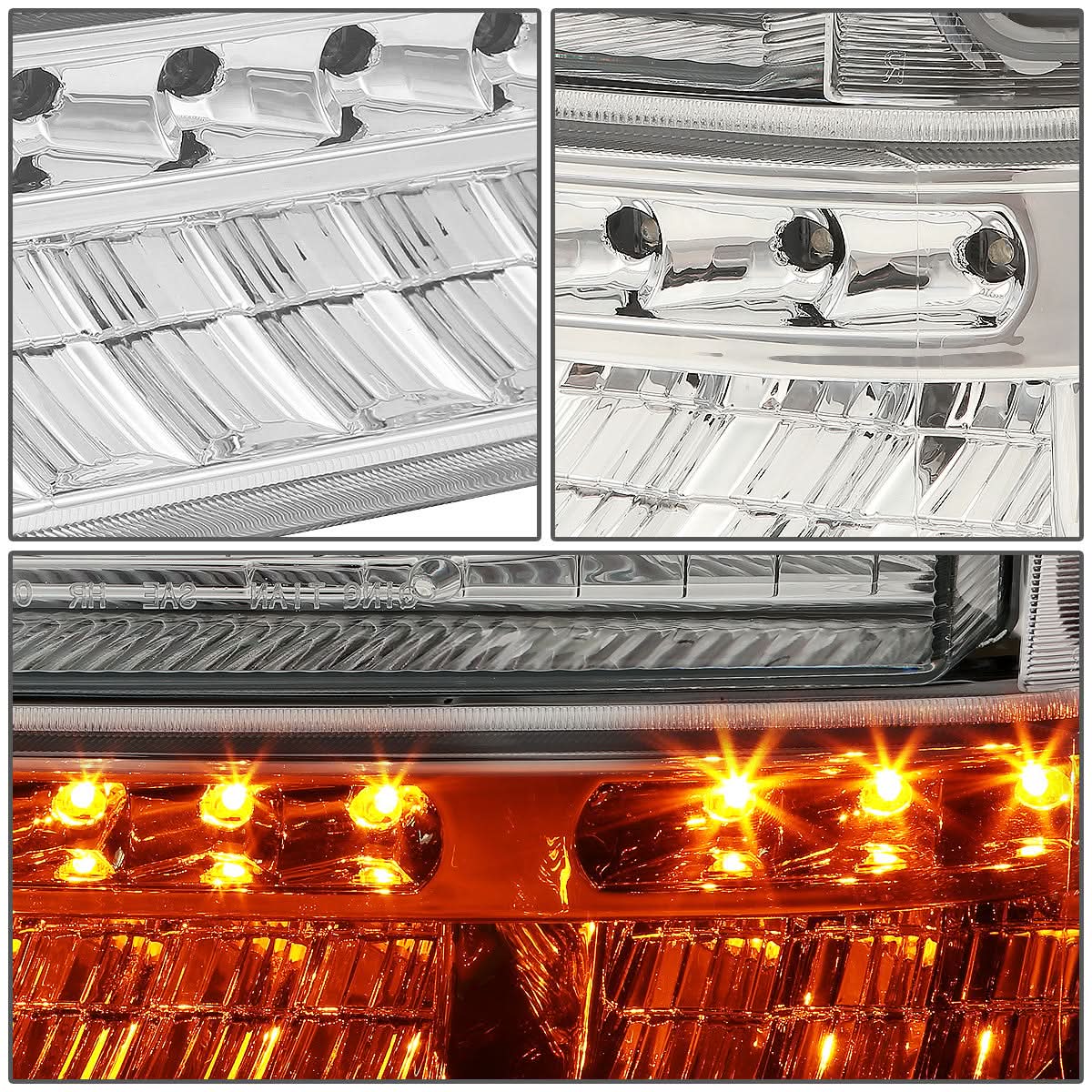 99-04 Ford F-250/F-350 LED DRL Headlights Chrome Housing Amber Corner