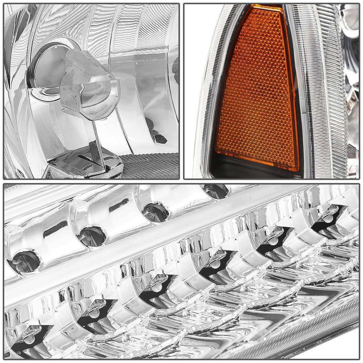 99-04 Ford F-250/F-350 LED DRL Headlights Chrome Housing Amber Corner