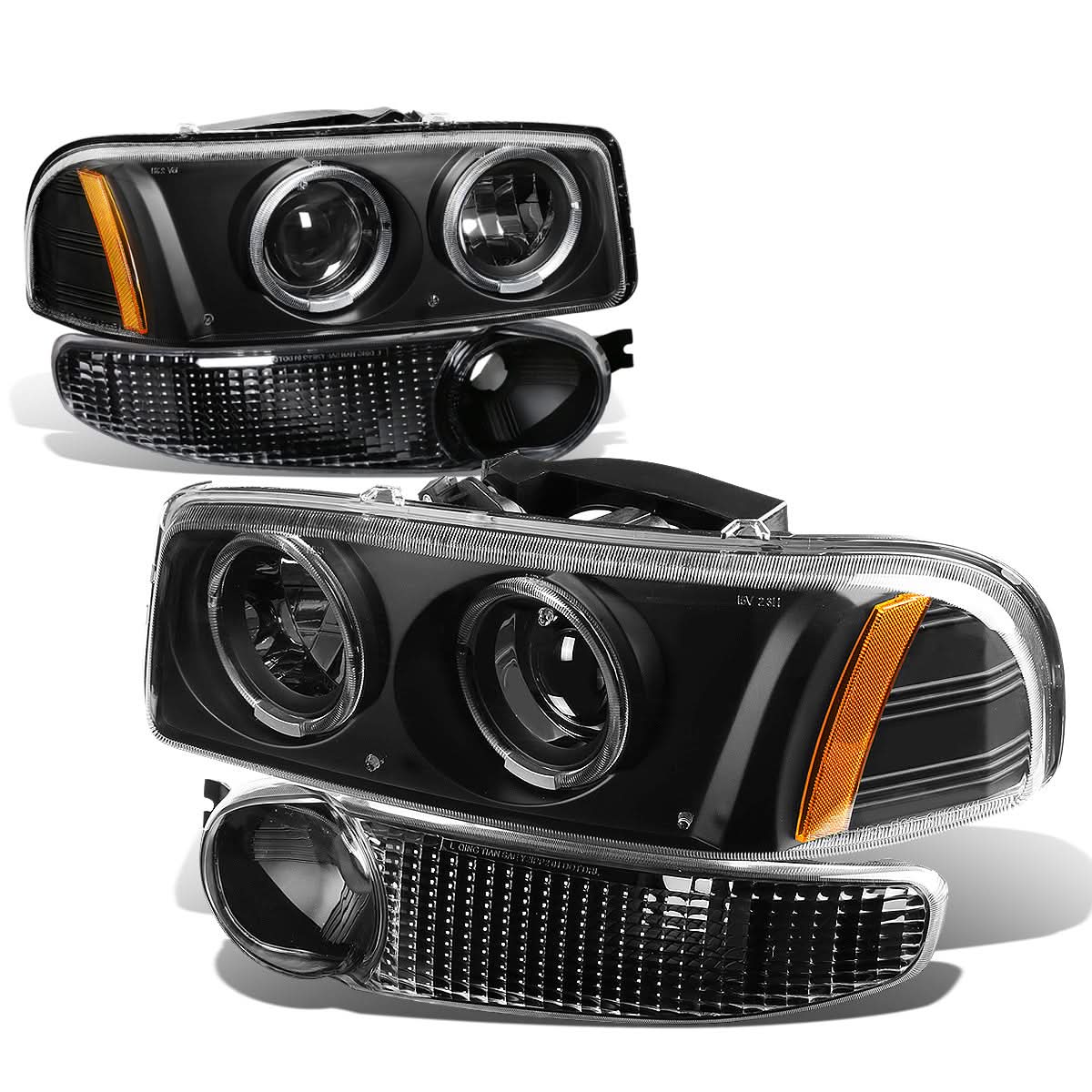 01-07 GMC Sierra/Yukon Denali LED Halo Projector Headlights Black