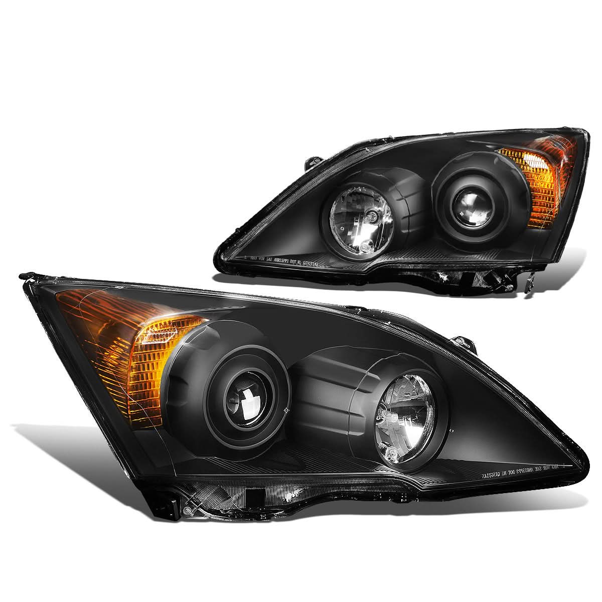 07-11 Honda CR-V Projector Headlights Black Housing Amber Corner
