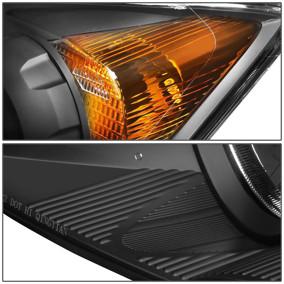 07-11 Honda CR-V Projector Headlights Black Housing Amber Corner