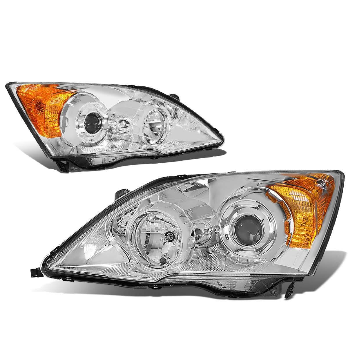 07-11 Honda CR-V Projector Headlights - Chrome Housing Amber Corner