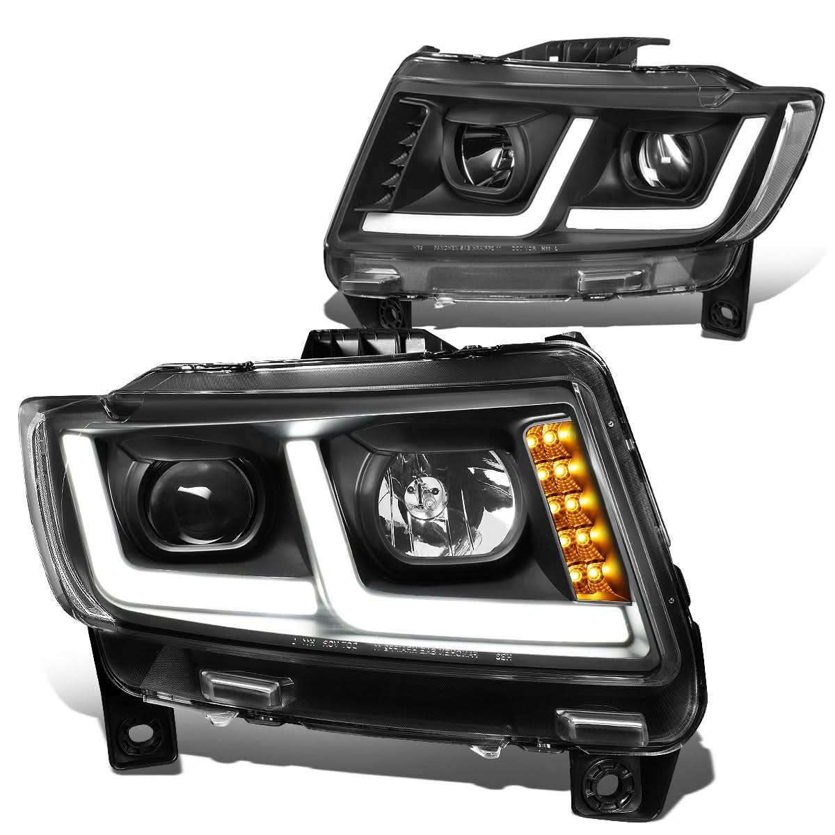 2011-2013 Jeep Grand Cherokee Projector Headlights Black Housing