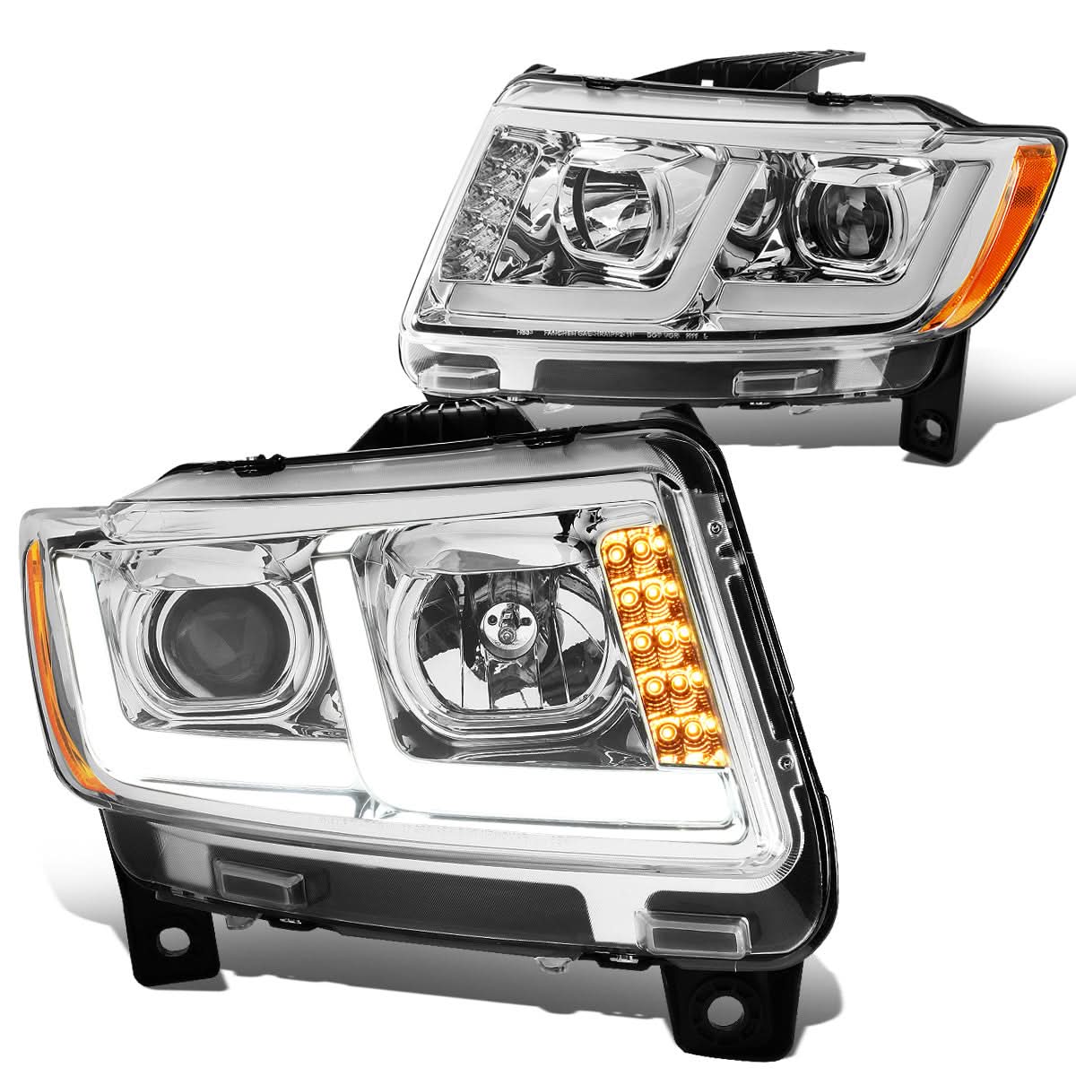 2011-2013 Jeep Grand Cherokee Projector Headlights Chrome Housing