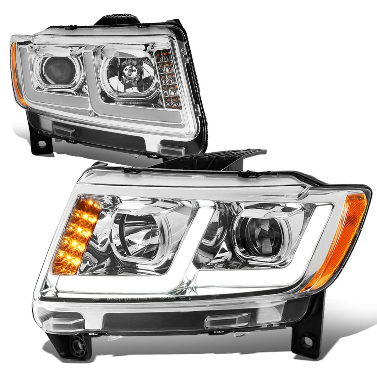 2011-2013 Jeep Grand Cherokee Projector Headlights Chrome Housing