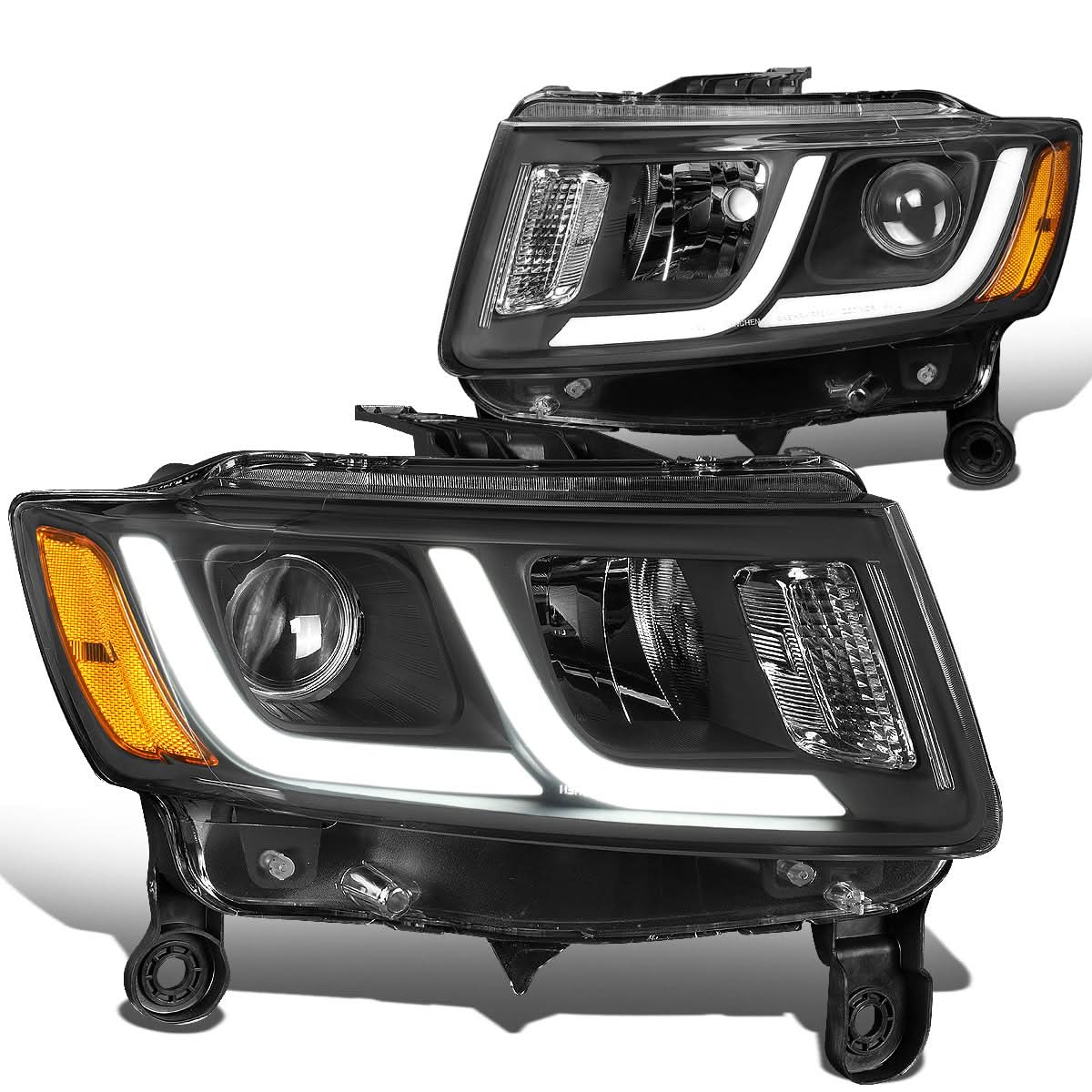 14-16 Jeep Grand Cherokee Projector Headlights Black Housing Amber