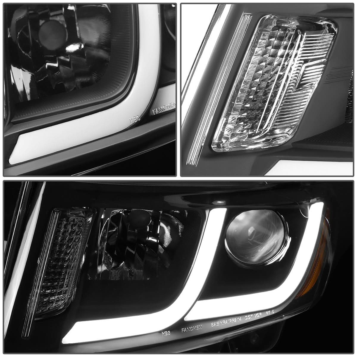 14-16 Jeep Grand Cherokee Projector Headlights Black Housing Amber