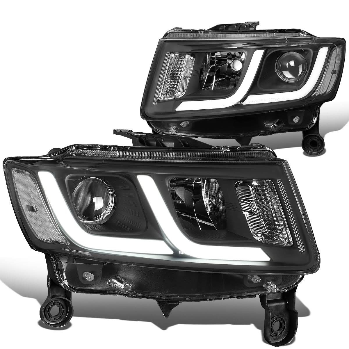 14-16 Jeep Grand Cherokee Projector Headlights Black Housing Clear