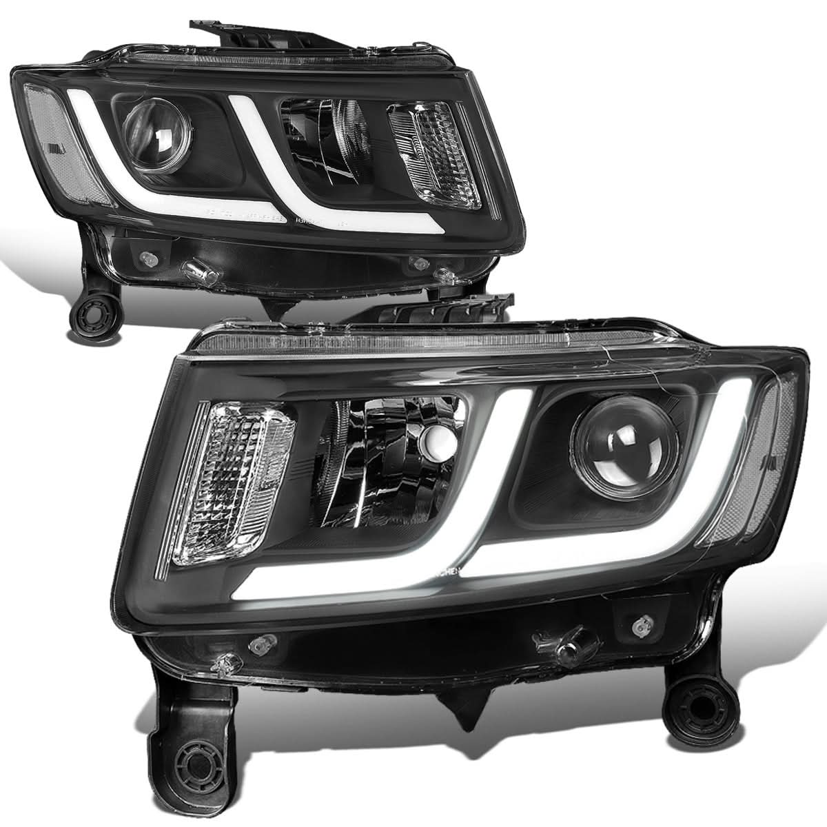 14-16 Jeep Grand Cherokee Projector Headlights Black Housing Clear