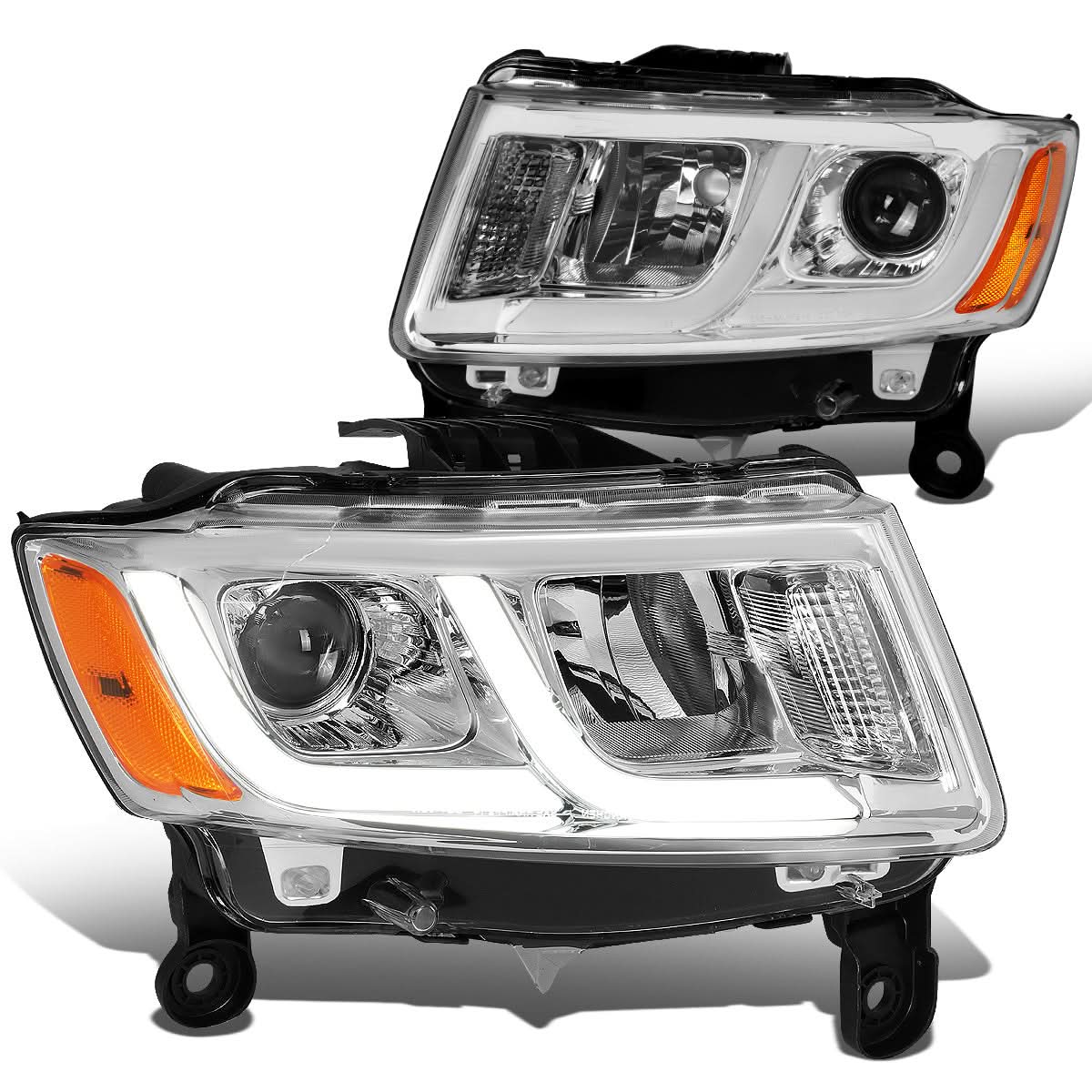 14-16 Jeep Grand Cherokee Projector Headlights Chrome Housing