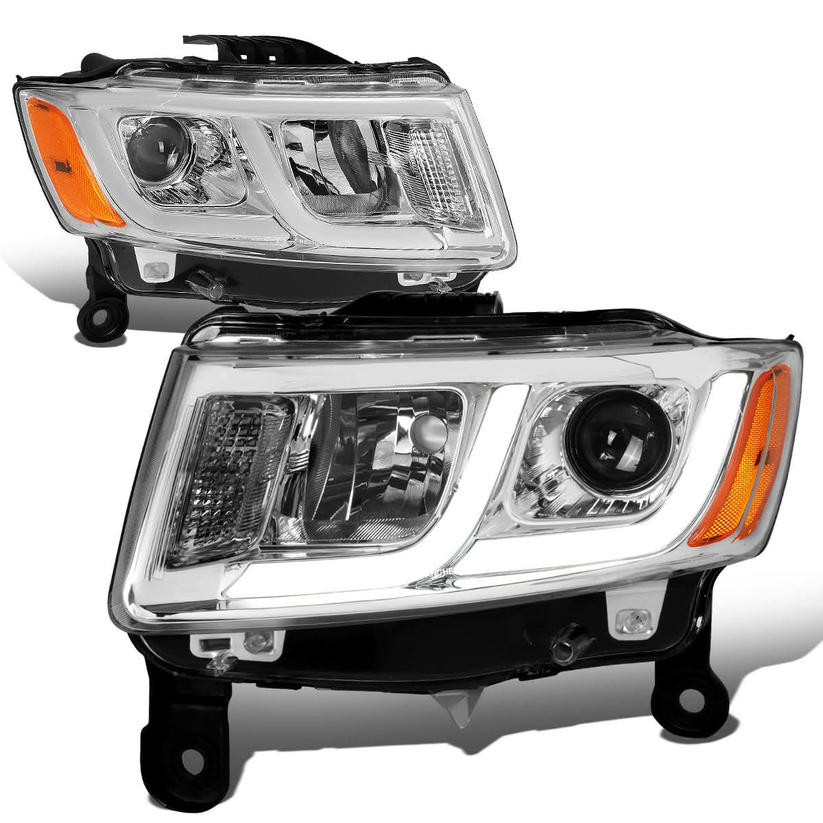14-16 Jeep Grand Cherokee Projector Headlights Chrome Housing