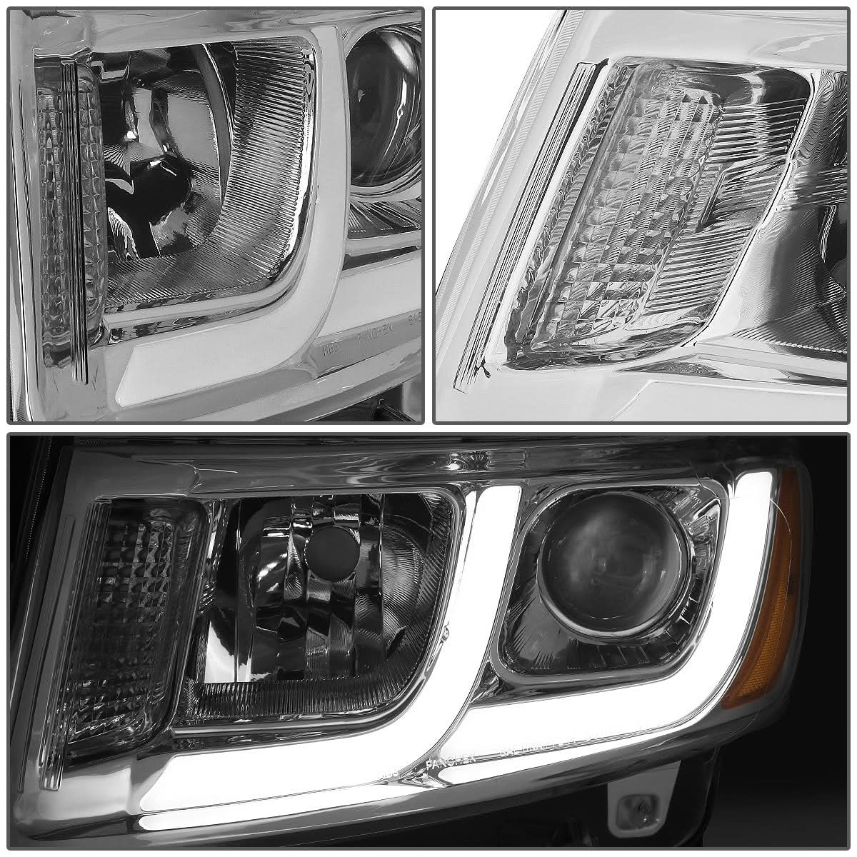 14-16 Jeep Grand Cherokee Projector Headlights Chrome Housing