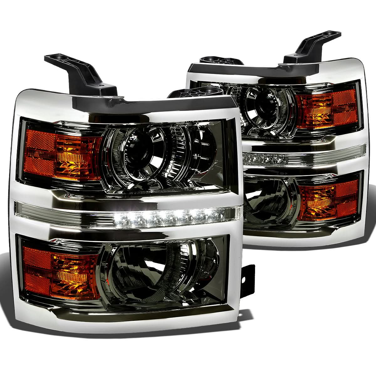 14-16 Chevrolet Silverado LED Projector Headlights Smoke Housing