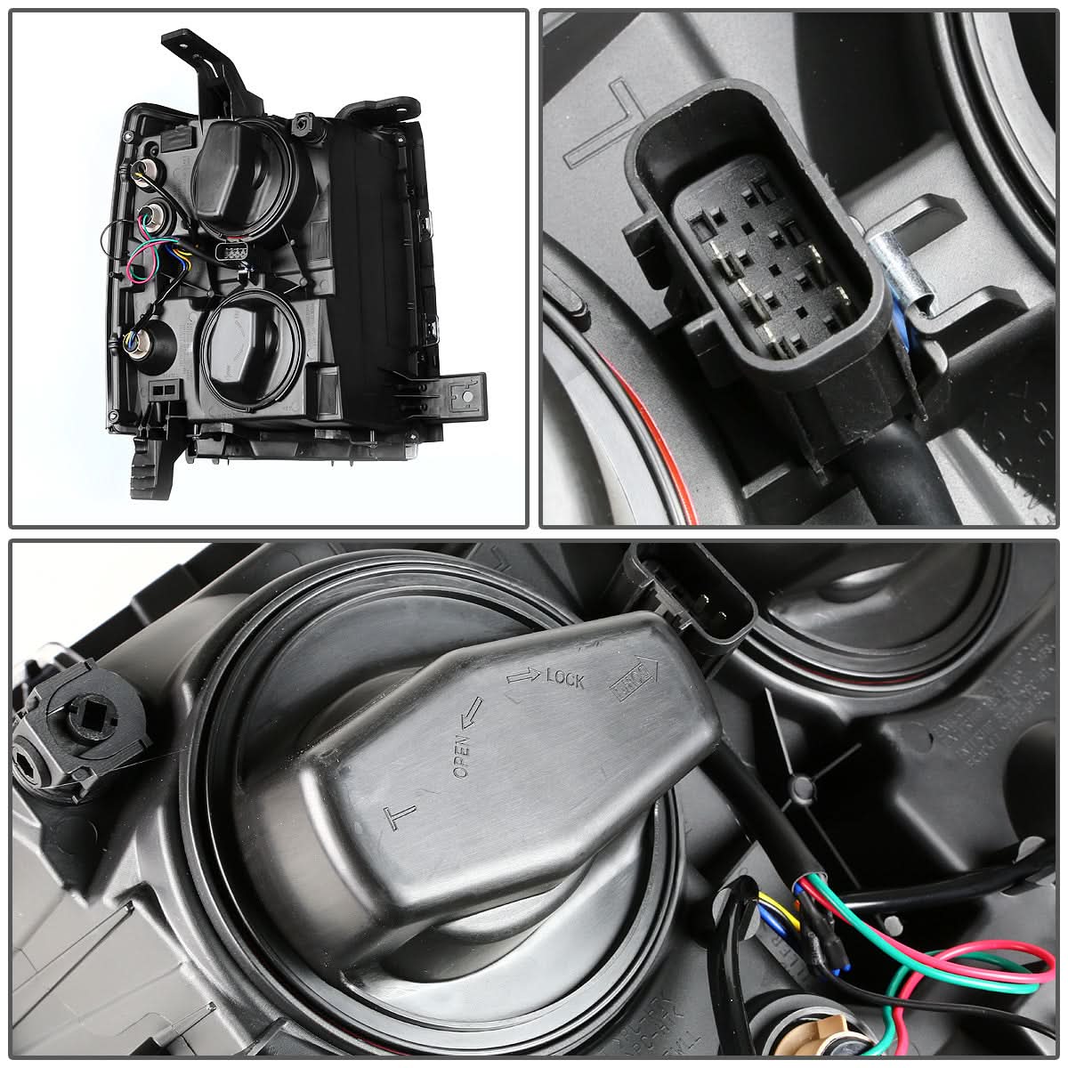 14-16 Chevrolet Silverado LED Projector Headlights Smoke Housing