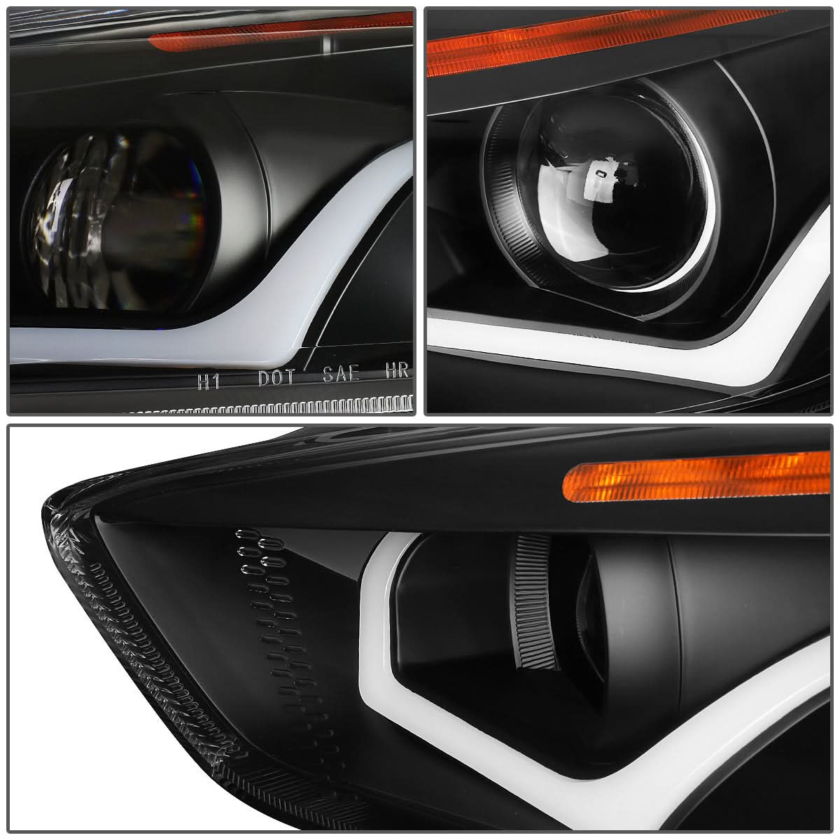 15-17 Ford Focus LED Dual Halo Projector Headlights - Black Housing