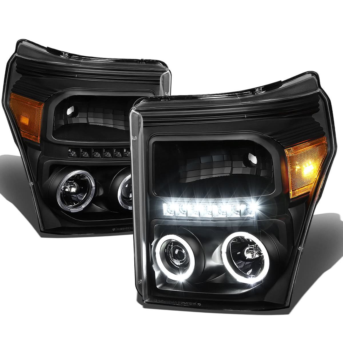 11-16 Ford F-250 F-350 F-450 F-550 Super Duty LED Halo Projector Headlights