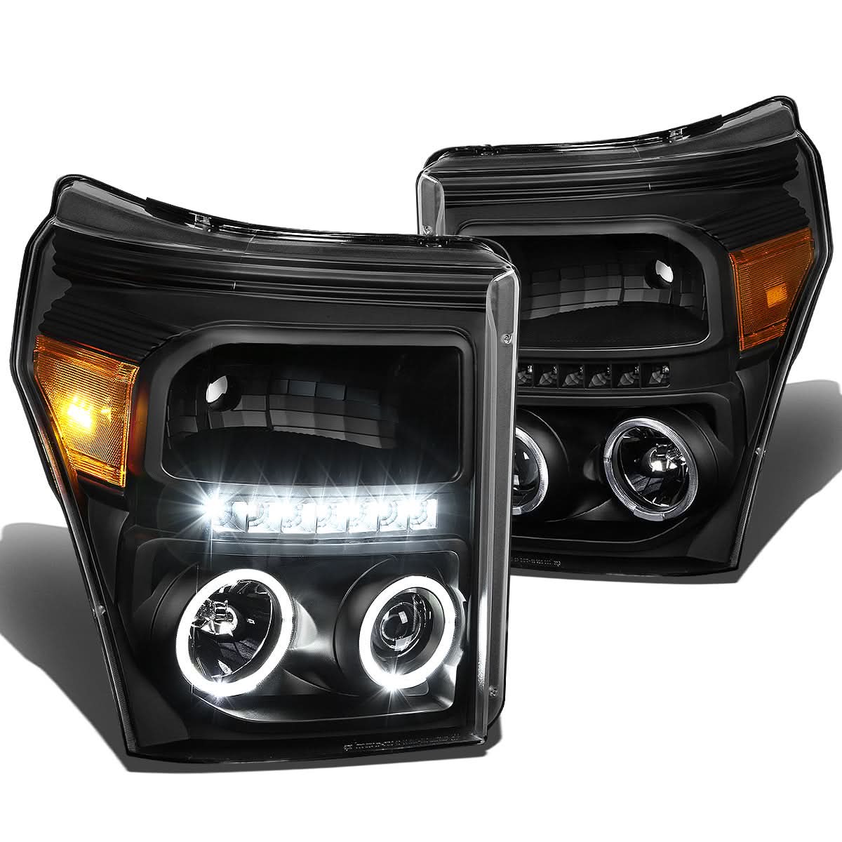 11-16 Ford F-250 F-350 F-450 F-550 Super Duty LED Halo Projector Headlights