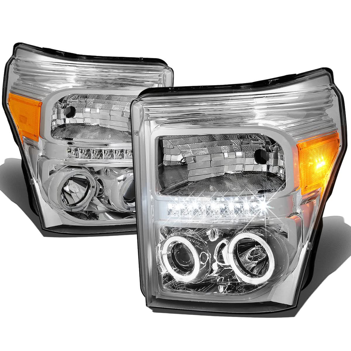 2011-2016 Ford F-250 F-350 F-450 F-550 LED Halo Projector Headlights
