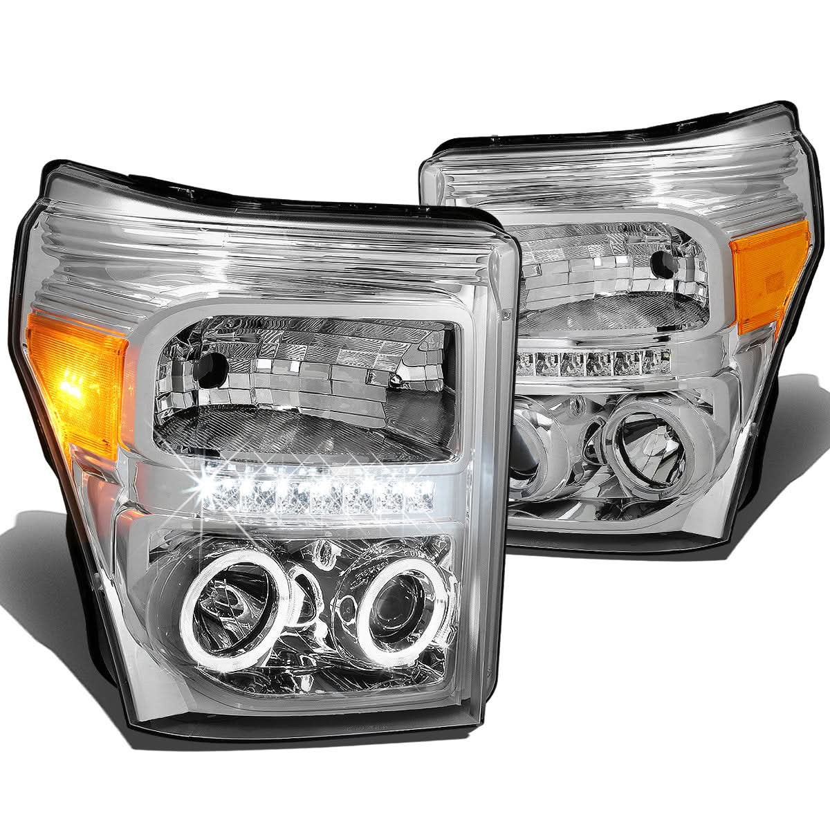 2011-2016 Ford F-250 F-350 F-450 F-550 LED Halo Projector Headlights