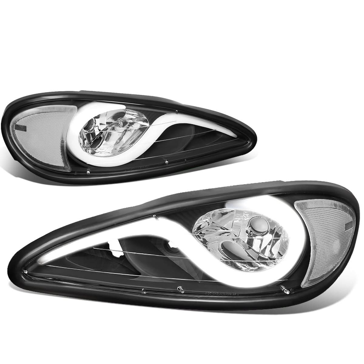 99-05 Pontiac Grand Am 3D LED DRL Projector Headlights Black/Clear