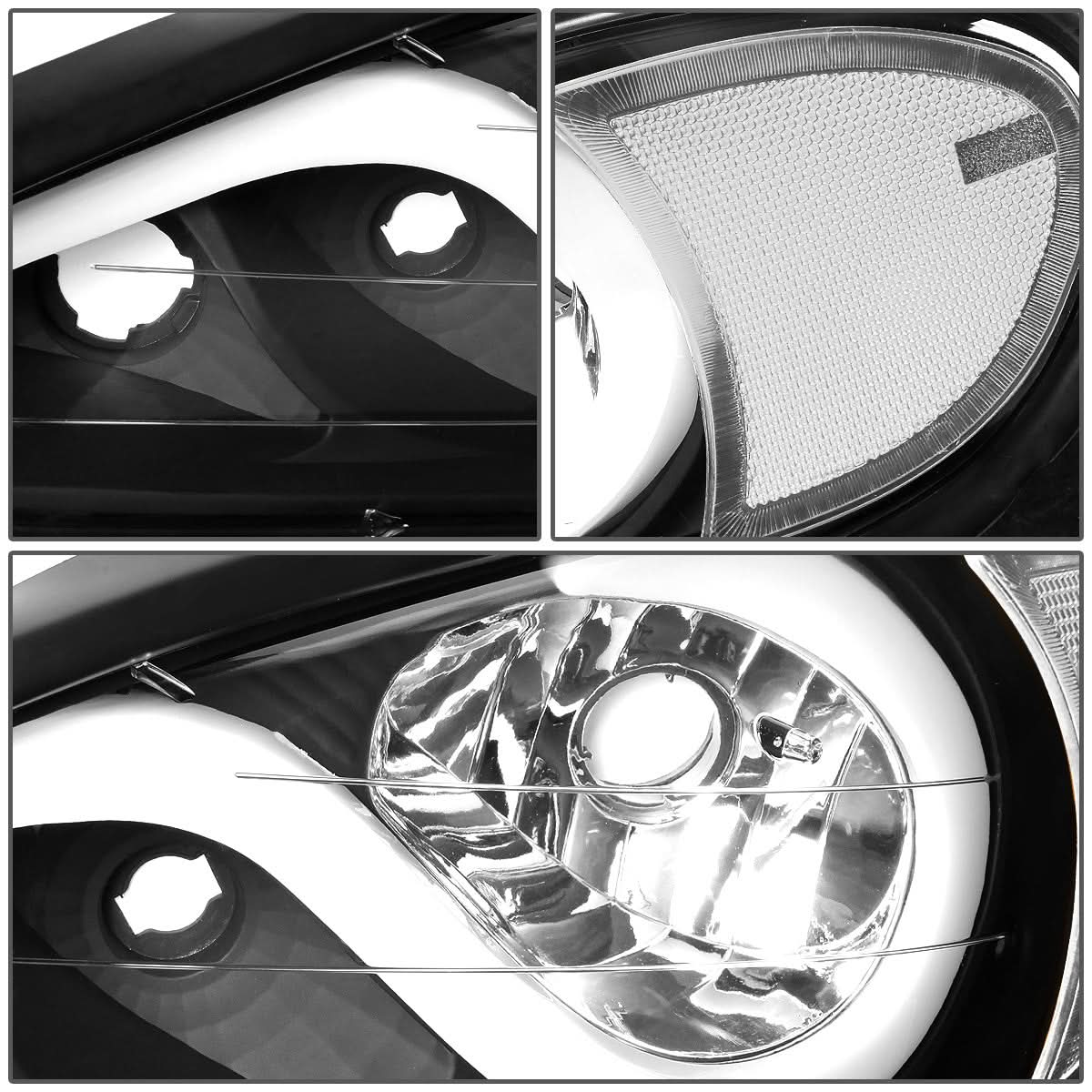 99-05 Pontiac Grand Am 3D LED DRL Projector Headlights Black/Clear