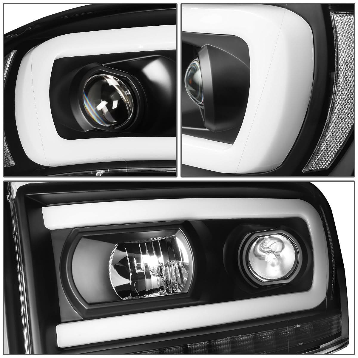 06-09 Dodge Ram LED DRL Projector Headlights Black Housing Clear Corner