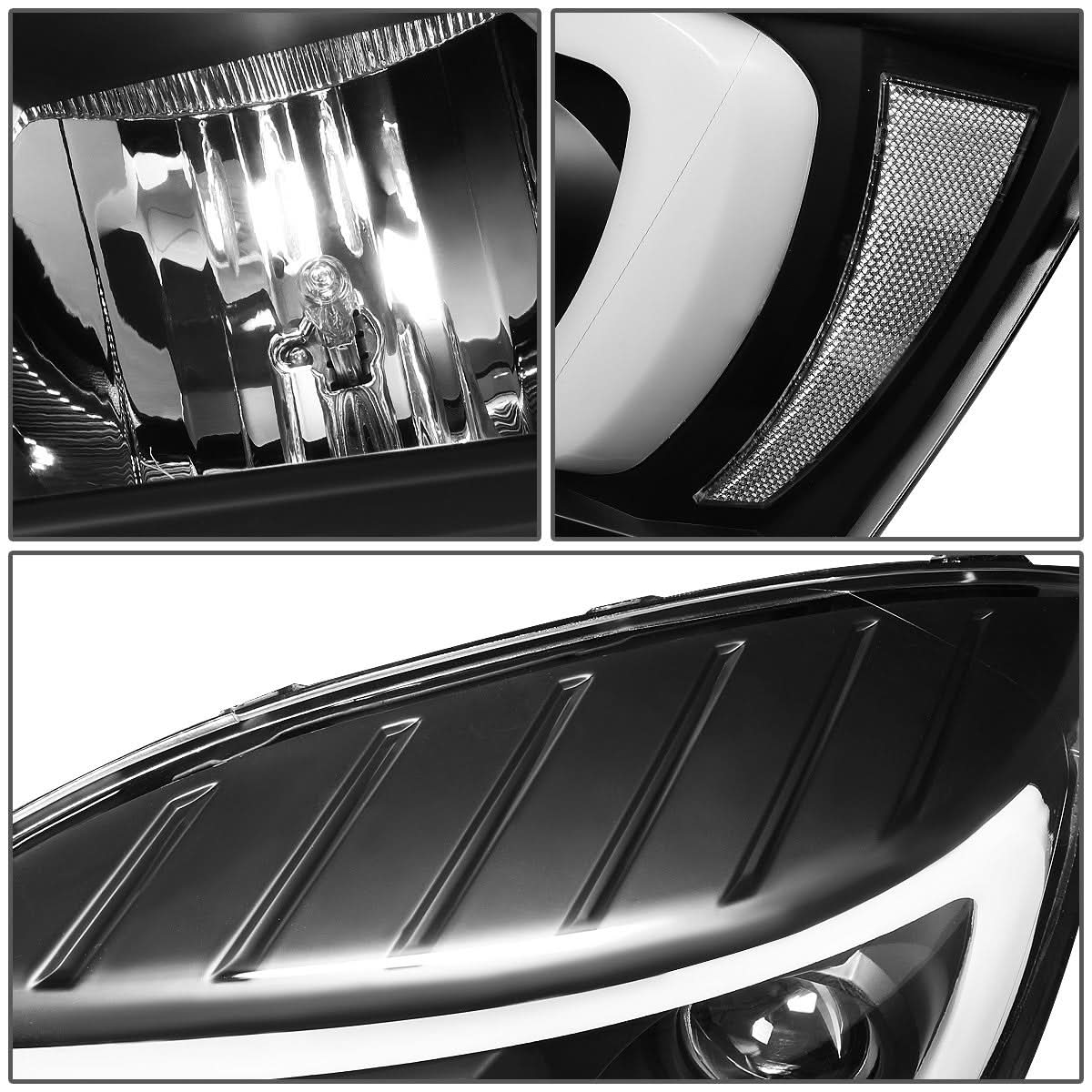 06-09 Dodge Ram LED DRL Projector Headlights Black Housing Clear Corner