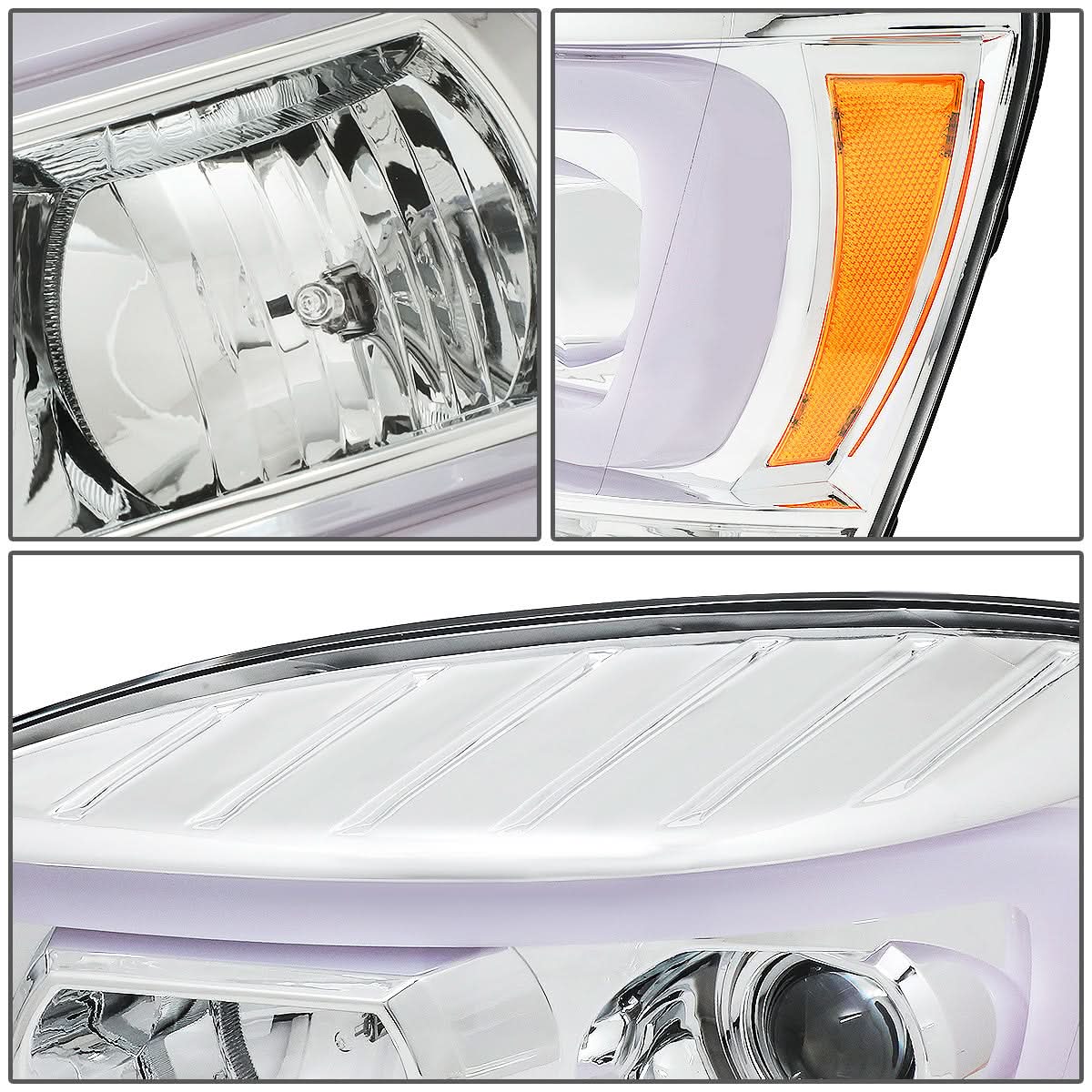 06-09 Dodge Ram LED DRL Projector Headlights Chrome Housing