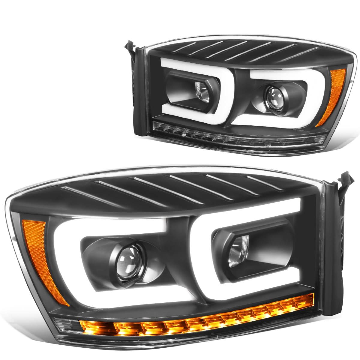 06-09 Dodge Ram Projector Headlights w/ LED DRL Black Housing