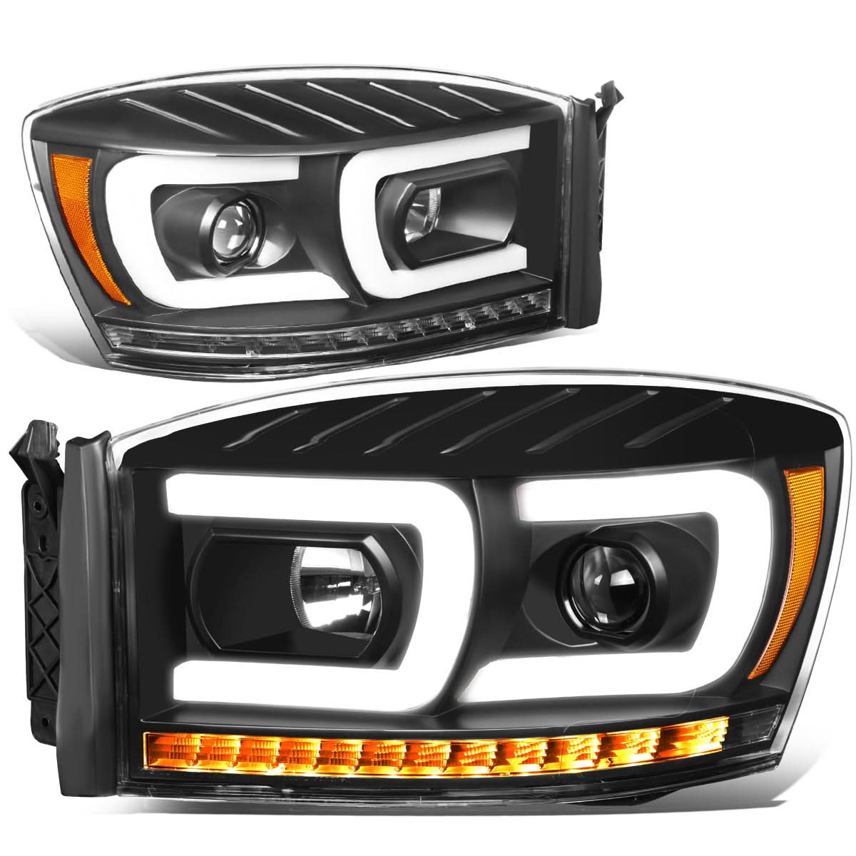 06-09 Dodge Ram Projector Headlights w/ LED DRL Black Housing