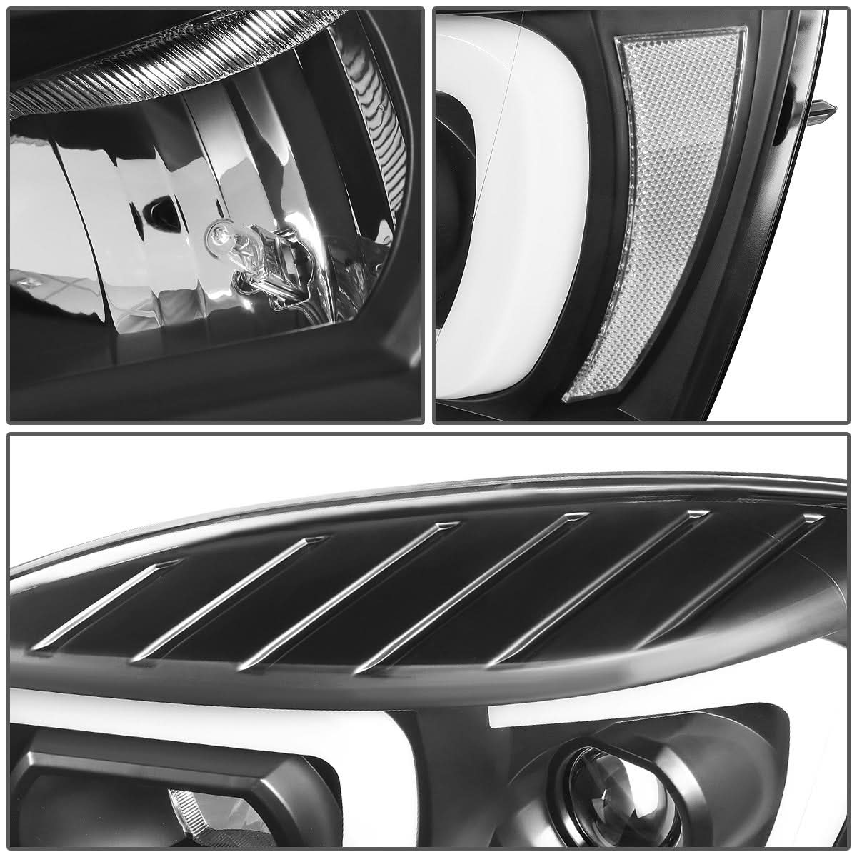 06-09 Dodge Ram Dual LED DRL Projector Headlights Black/Clear