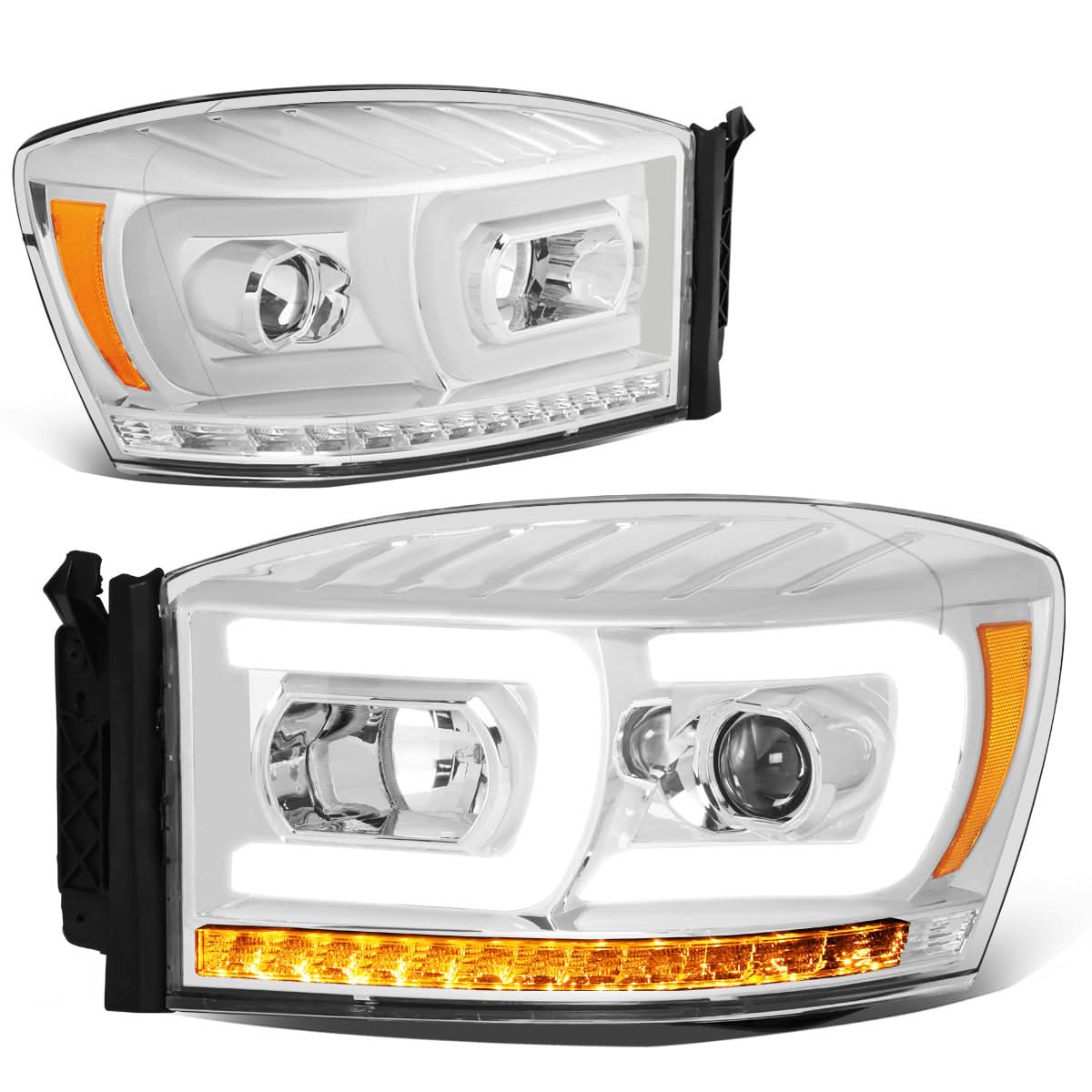 06-09 Dodge Ram Projector Headlights w/ LED DRL Chrome Housing