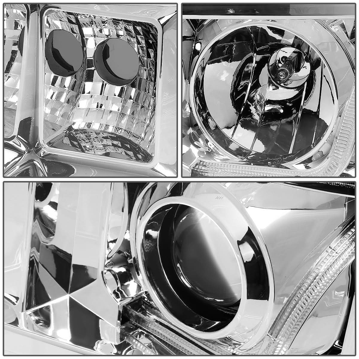 07-13 GMC Sierra L-Bar Halo Projector Headlights Chrome Housing
