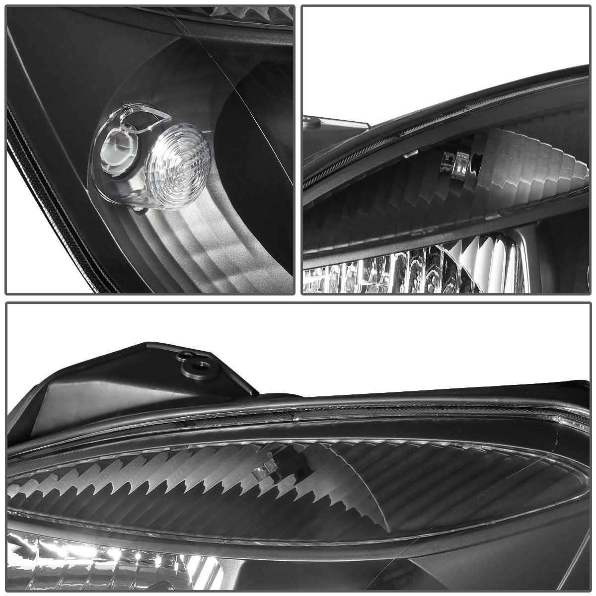 2006-2008 Kia Rio Black Housing Clear Corner Headlights
