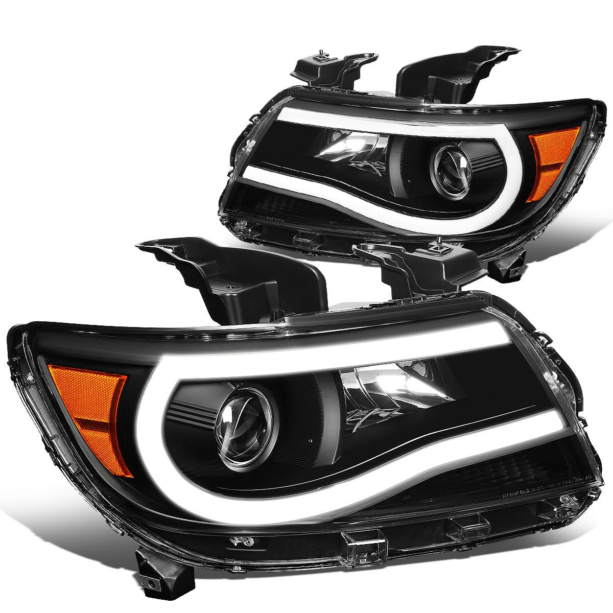 15-20 Chevrolet Colorado LED U-Tube DRL Projector Headlights Black