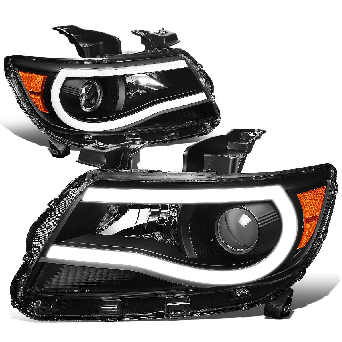 15-20 Chevrolet Colorado LED U-Tube DRL Projector Headlights Black