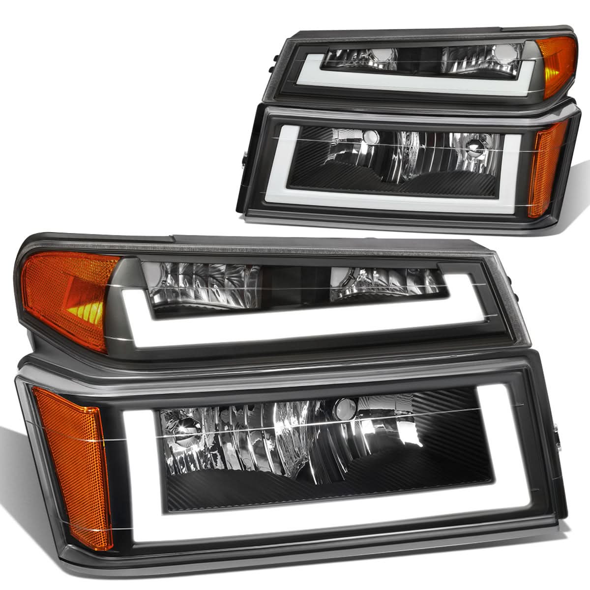 04-12 Chevrolet Colorado LED DRL Headlights - Black Housing