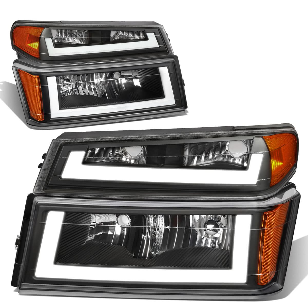 04-12 Chevrolet Colorado LED DRL Headlights - Black Housing