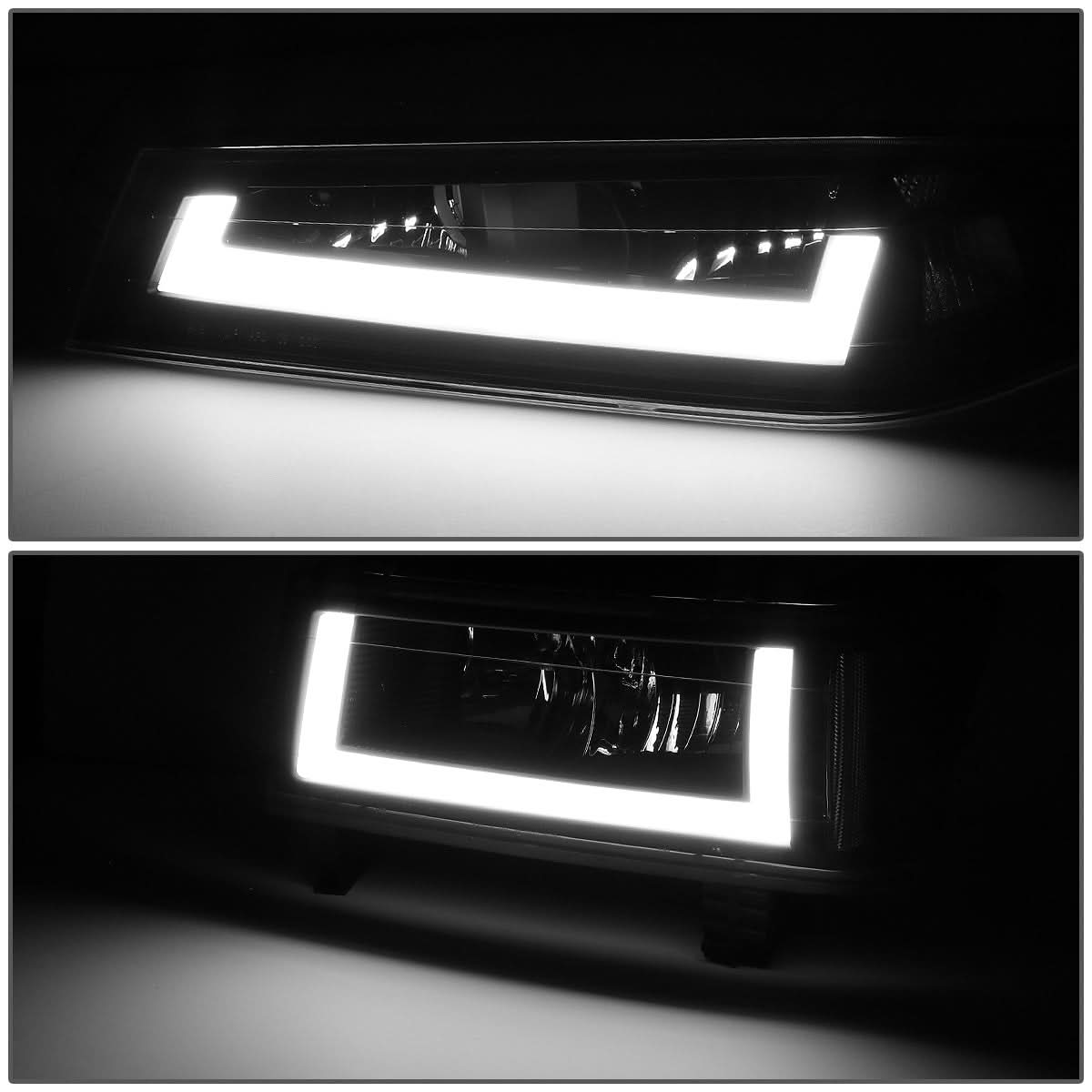 04-12 Chevrolet Colorado LED DRL Headlights Black Housing Clear Corner