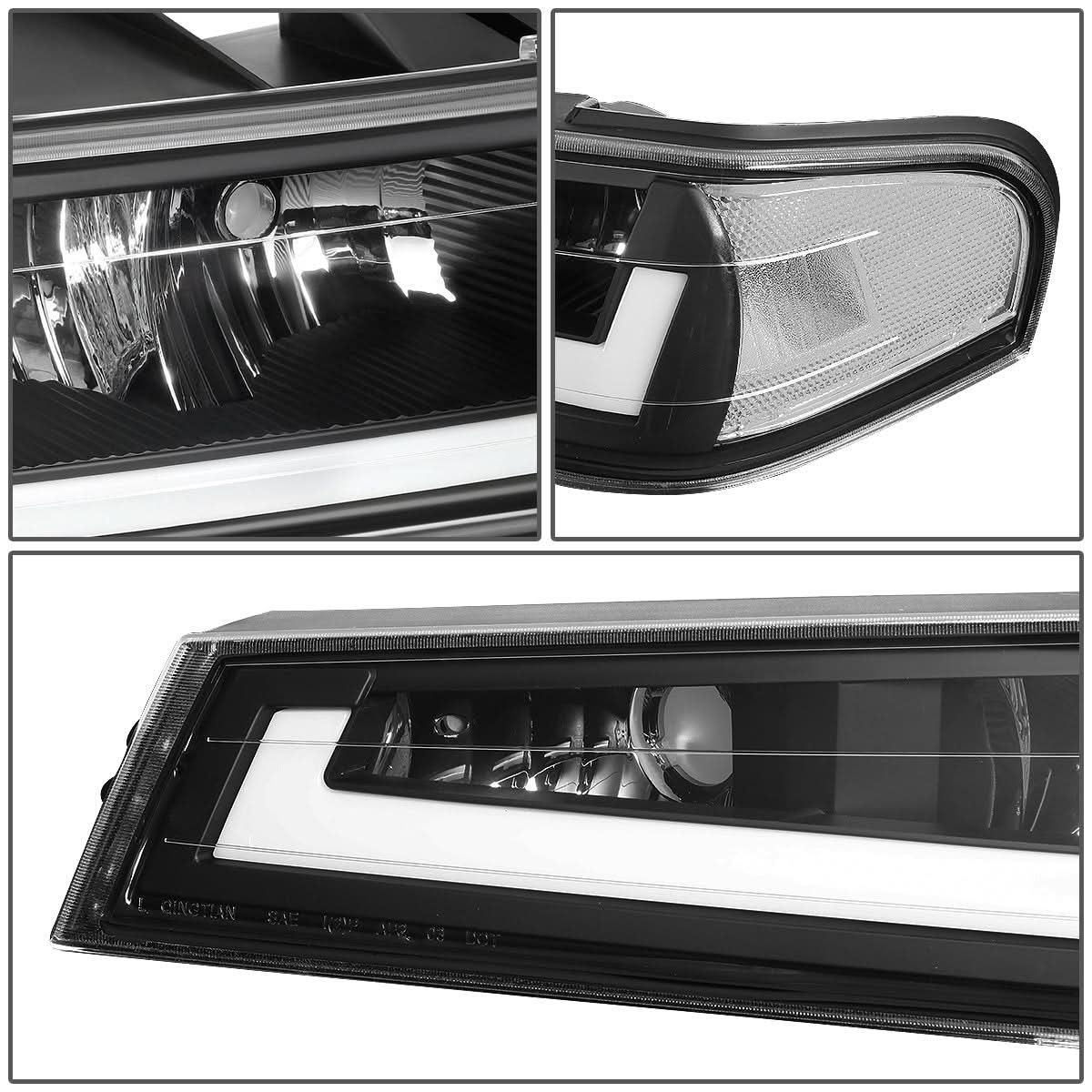 04-12 Chevrolet Colorado LED DRL Headlights Black Housing Clear Corner
