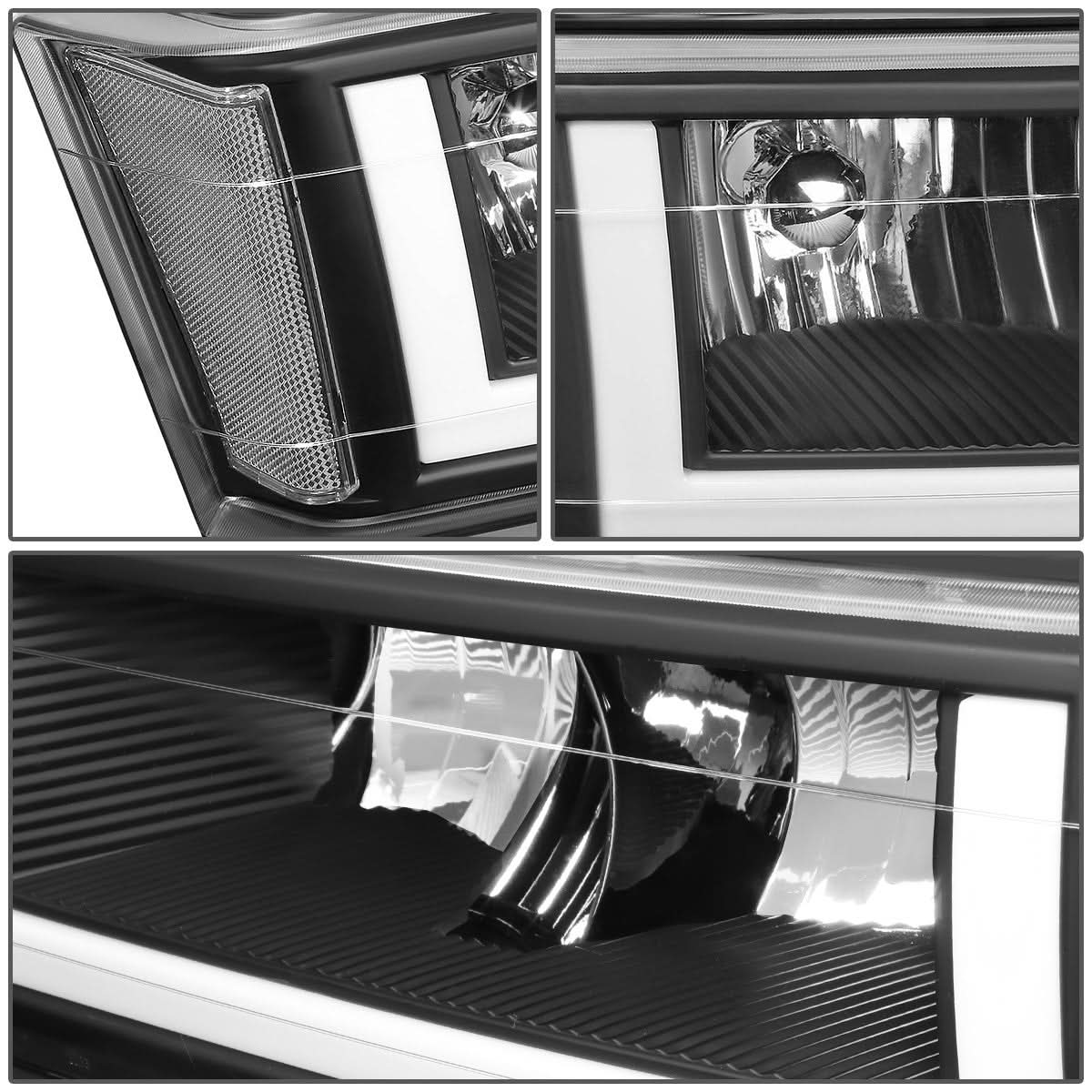 04-12 Chevrolet Colorado LED DRL Headlights Black Housing Clear Corner