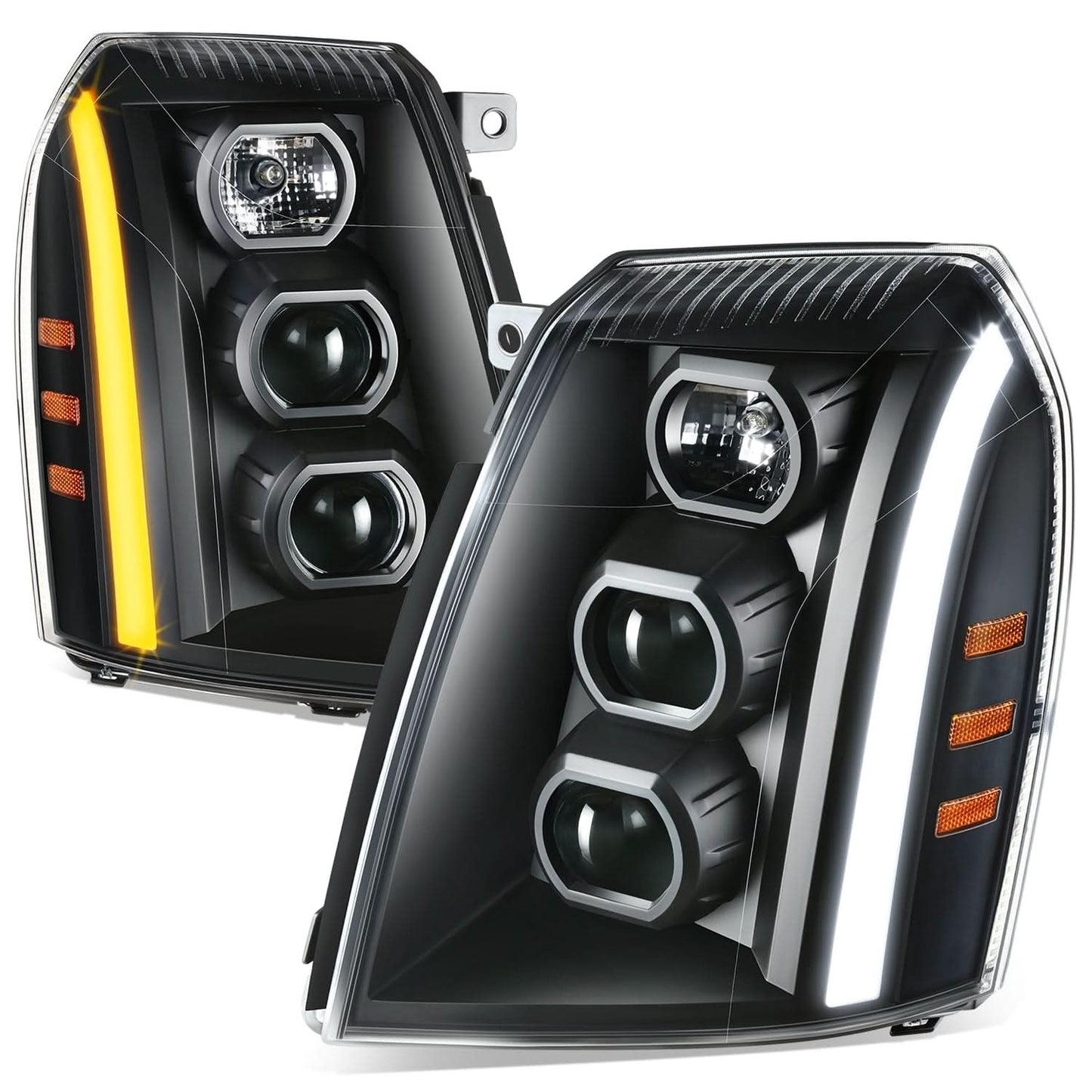 07-14 Cadillac Escalade Projector Black Housing Headlights