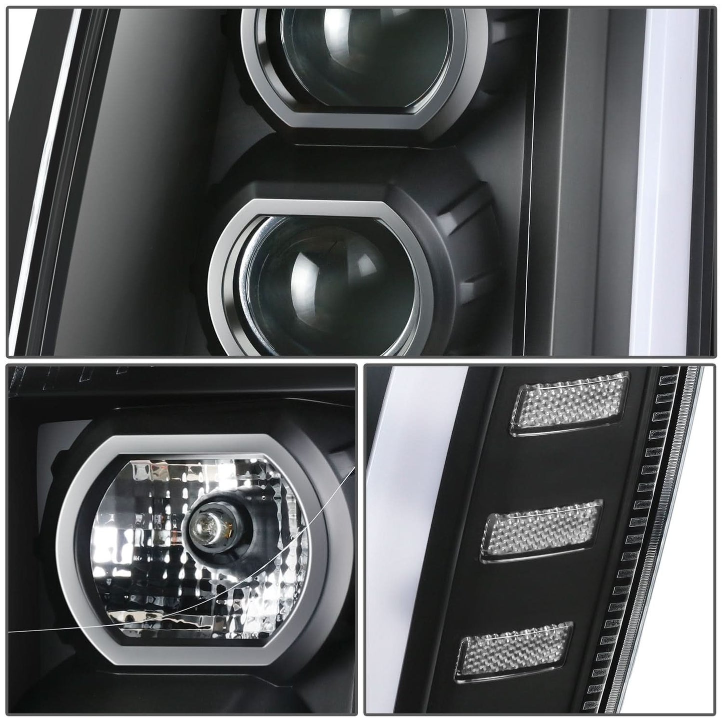 07-14 Cadillac Escalade Projector Headlights Black Housing Clear Corner