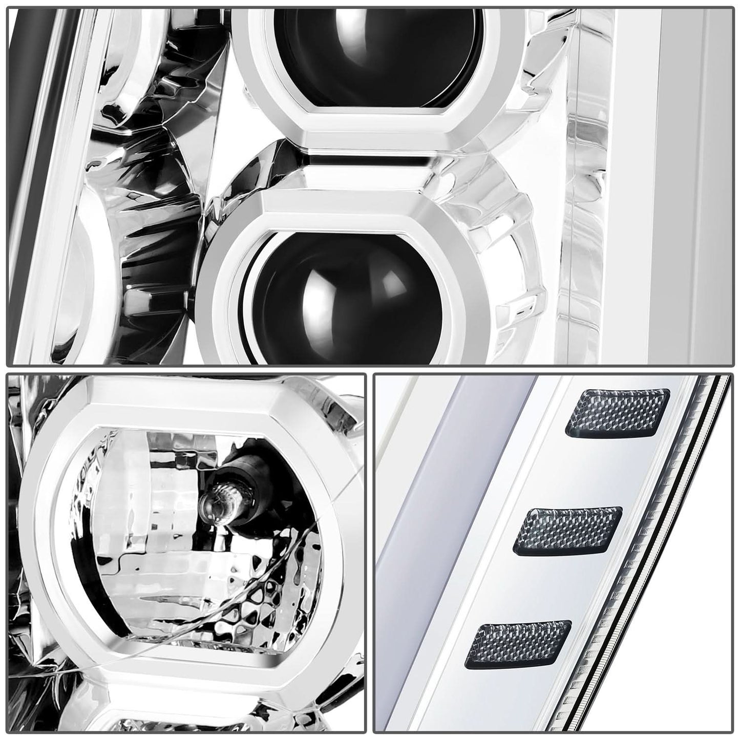 07-14 Cadillac Escalade Projector Headlights Chrome Housing Clear Corner