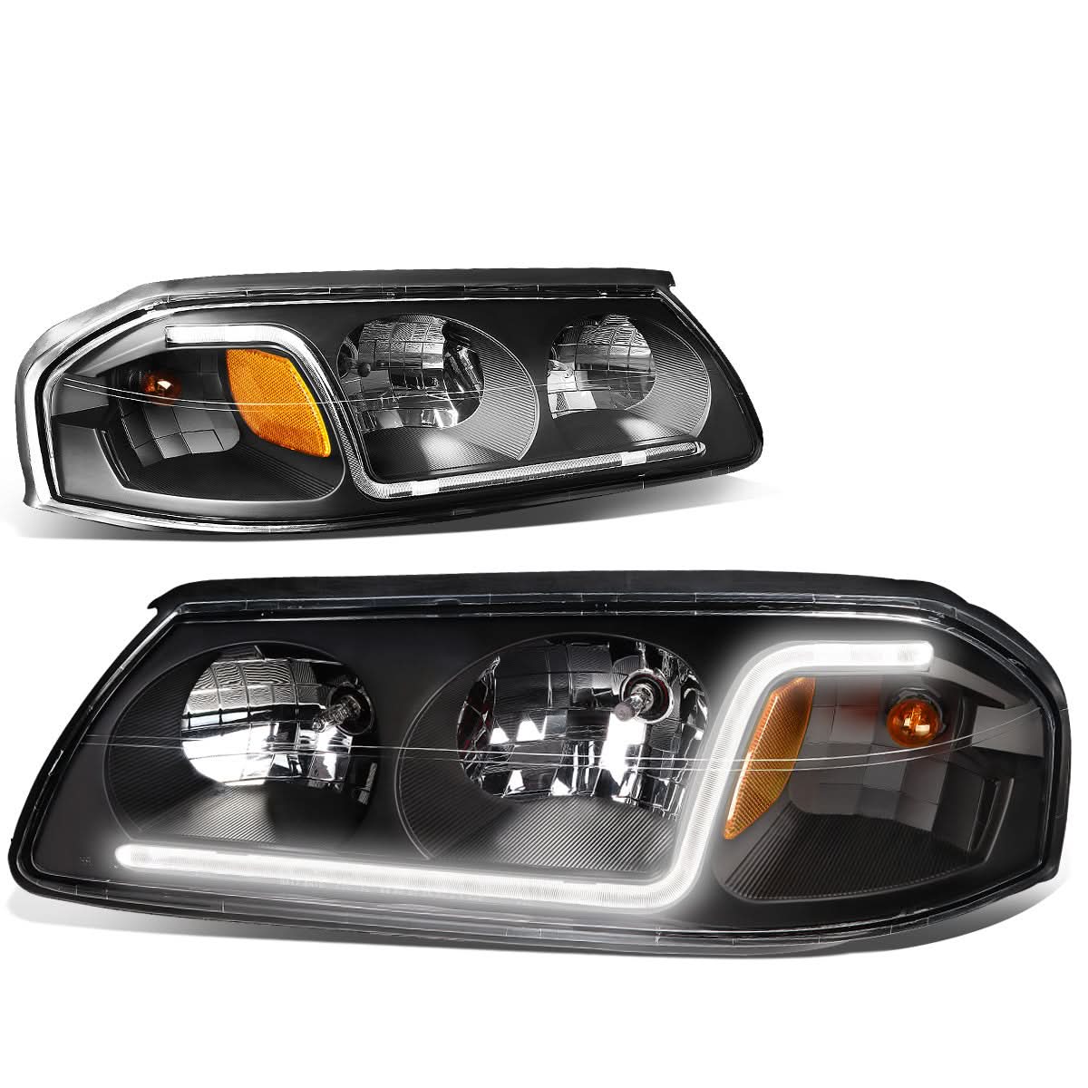 2000-2005 Chevrolet Impala LED DRL Headlights - Black Housing