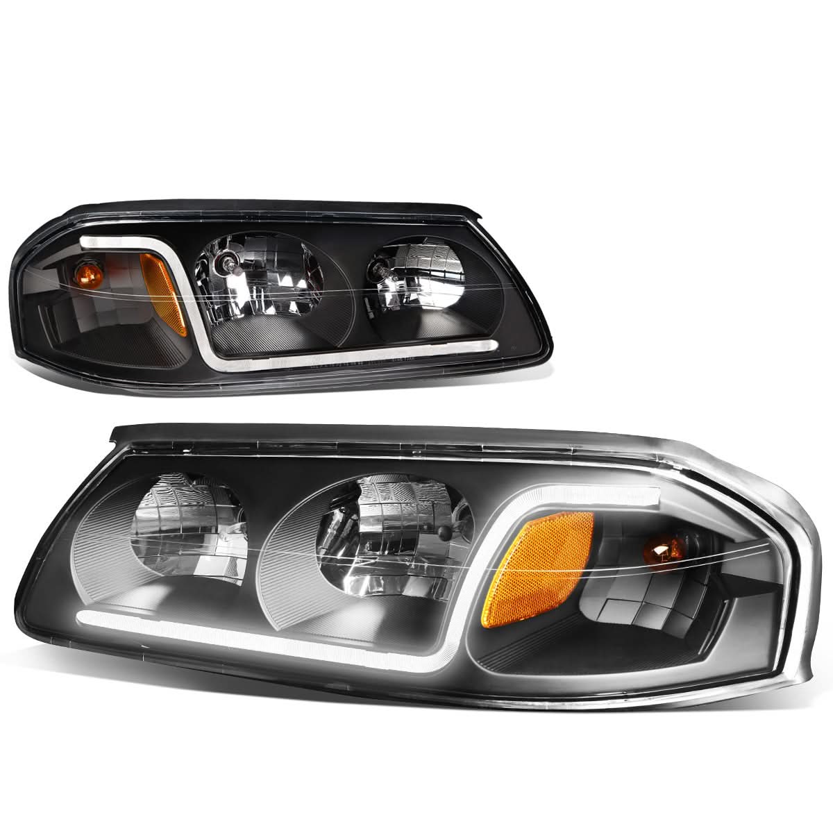 2000-2005 Chevrolet Impala LED DRL Headlights - Black Housing
