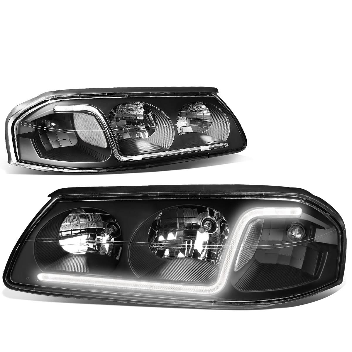2000-2005 Chevrolet Impala LED DRL Headlights - Black Housing
